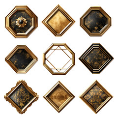 Gold frame set. Polygonal golden frames collection. Vector --v 6.1 --s 750 --raw