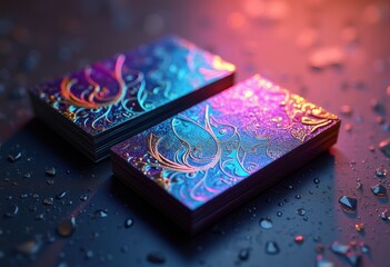 shimmering metallic business cards vibrant graphics stunning design premium quality promotional materials, color, print, identity, branding, creative