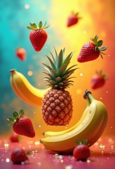 bright fruits levitating vivid background vibrant colorful composition fresh healthy organic nature, rainbow, lgbtq, lgbt, pride, love, equality, texture