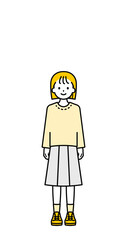 全身のポーズ_シンプルな私服の女の子01