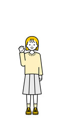 全身のポーズ_シンプルな私服の女の子02