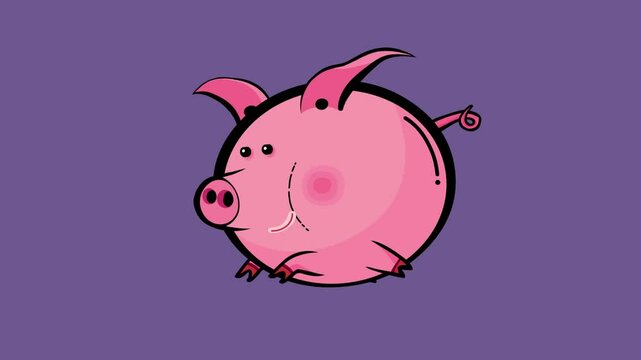 Pig cartoon animated character running isolated. Hog can run seamless loop. Useful jumping hog not for sausage, but for any animated project. It will bring life to your animation of a farm. 