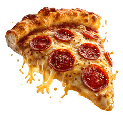 Delicious Pepperoni Pizza Slice with Melted Cheese and Sauce Dripping