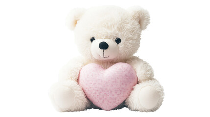 Obraz premium A set of charming white teddy bears in a hugging pose with stitched detail, isolated on a transparent background