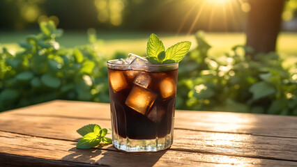 mojito cocktail on wooden table