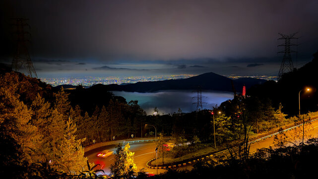 night view of the city from genting