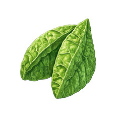 Fototapeta premium Two Vibrant Green Leaves - Detailed Botanical Illustration