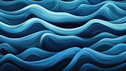 Abstract illustration of stylized ocean waves in shades of blue.