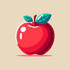 Flat Red Apple Vector Icon
