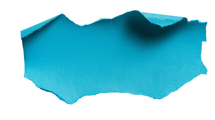  torn piece of blue paper isolated on white background