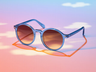 Stylish Blue Gradient Sunglasses on Soft Purple Background