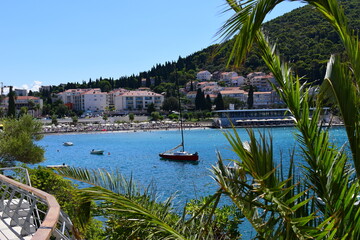 ubrovnik, Croatia, 26. August 2021., beach Lapad, luxury hotels and apartments, beautiful Adriatic...