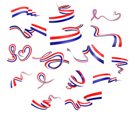 Set Of Different Style Of Croatia Wavy Abstract Ribbon Flags On Gray 3d Illustration