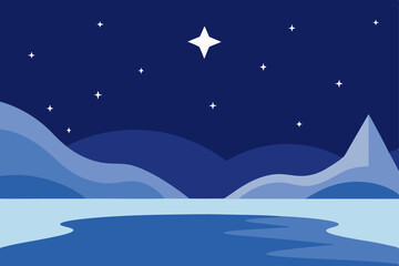 Fototapeta premium starlight twinkling above a frozen lake in deep 