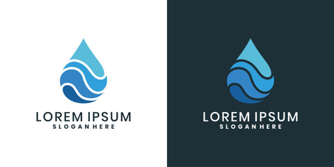 Water drop logo design with wave elements