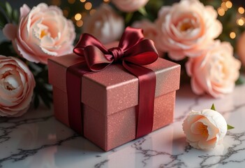 elegant birthday luxury gift packaging design glamorous box ribbons flowers stylish presentation her special day, decorative, style, wrap, color, premium