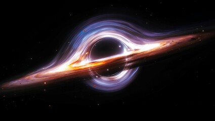 Obraz premium Epic deep space black hole with glowing accretion disk, swirling plasma, and gravitational lensing in a dramatic cosmic environment