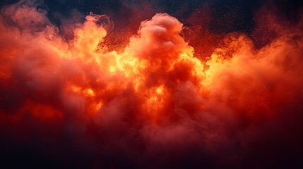 Intense fire with deep red and orange smoke explosion creating a dynamic motion in the sky
