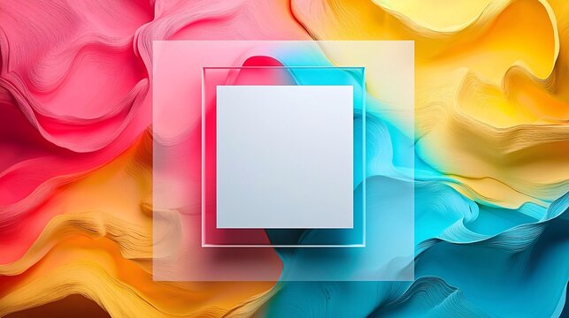 A colorful background with a square frame ideal for creative agency presentations and layouts