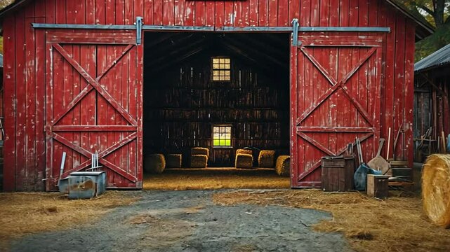 Red barn exterior countryside