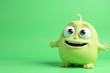 Smiling langsat, large cartoon eyes Pastel green background , vector, green, langsat