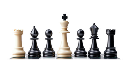 Chessboard and Pieces on Transparent Background