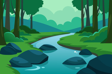 tranquil forest creek with moss covered stones 