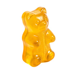 Gummy bear candy isolated on a transparent background