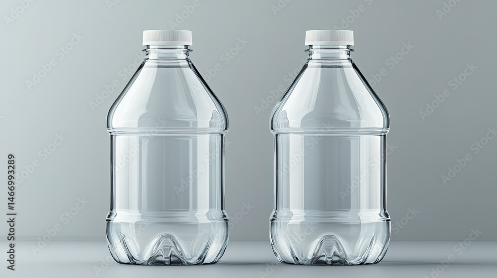 Poster an isolated translucent mockup of two-gallon bottles for product display and package design