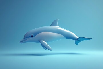 Fototapeta premium 3d rendered dolphin in a light blue environment.