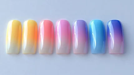 Fotobehang Ombre Colorful ombre nail art display.  © Laras