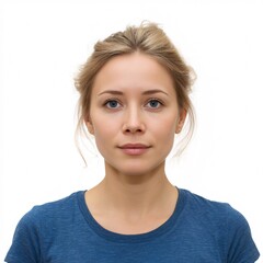 Fototapeta premium Portrait of a Young Woman in Blue Shirt