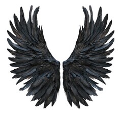 Obraz premium Raven wings dark feathered pair isolated on white background