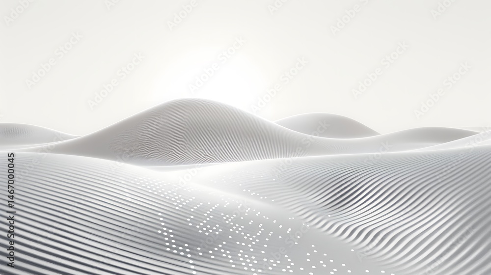 Aufkleber abstract white landscape with flowing lines and subtle dotted patterns, futuristic concept