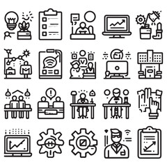 vector collection of office work icon clipart in editable line style