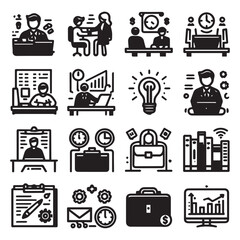 vector collection of office work icon clipart in editable line style