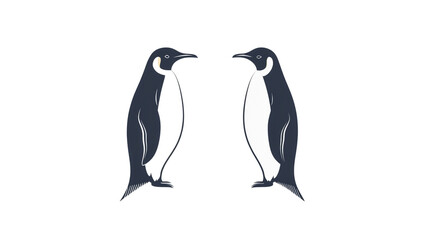 Two elegant penguin silhouettes on a clean white background for modern design applications