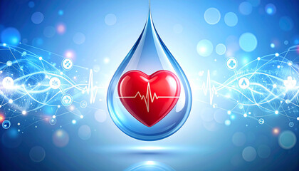 Fototapeta premium Health awareness campaign global infographic digital art close-up heart and wellness concept