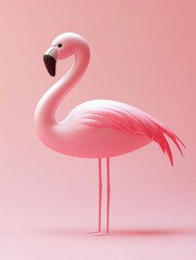 Fototapeta premium Pink flamingo design on a soft pink background.