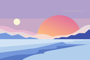 winter sunrise over a frozen bay with soft pastel .svg