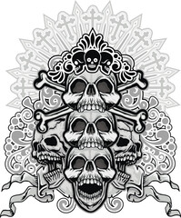 gothic sign with skull, grunge vintage design t shirts