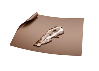 Map Of Lebanon Old Style Brown On Unrolled Map Paper Sheet 3d Illustration