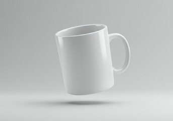 White Mug on Gray Background