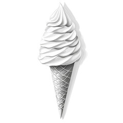 Monochrome delight an intricately designed ice cream cone isolated on white