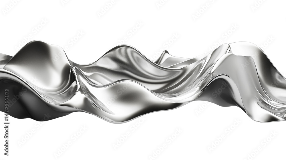 Aufkleber abstract silver fabric waves flowing on white background presentation