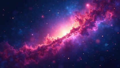 Naklejka premium Abstract cosmic nebula with glowing bokeh, starry night , universe, digital art, fantasy