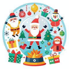 a festive assortment of Christmas icons, from Santa and snowmen to gingerbread men and twinkling stars