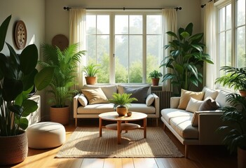 sustainable home essentials indoor green plants eco friendly decor natural elements, nature, interior, lifestyle, quality, wellness, comfort, style