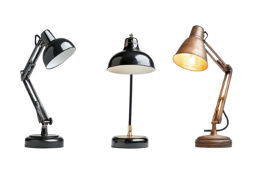Modern and classic desk lamps collection for product catalogs interior visuals and creative projects
