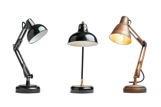 Modern and classic desk lamps collection for product catalogs interior visuals and creative projects